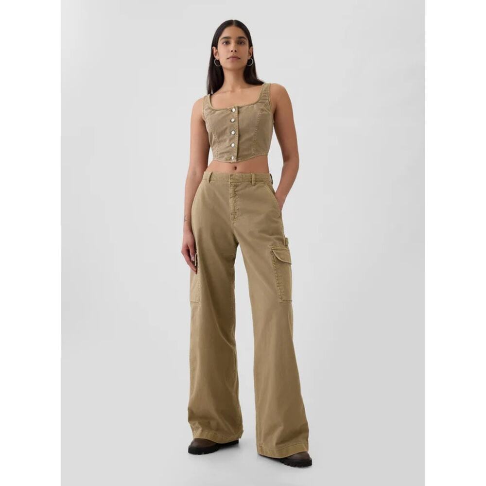 NWT GAP Low Rise Cargo Baggy Khakis Pants Hayes Brown 4